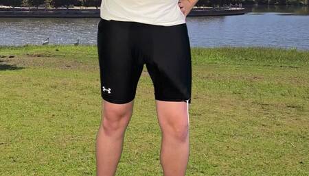 Monster cock guy goes jogging and has a huge cumshot