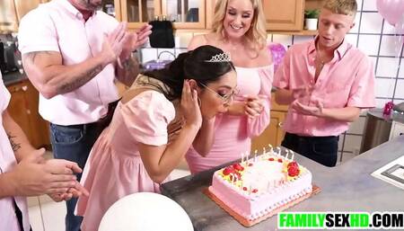 Step Daughter Gets Gangbanged on 18th Birthday by Family Members