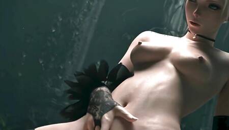 Aztec World Beautiful White Hair Teen Creampied in Reverse Cowgirl - 3D Animation