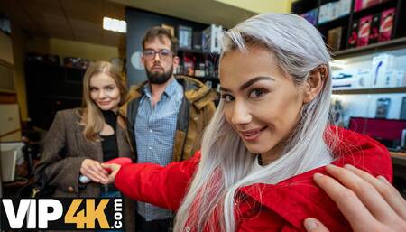 VIP4K. Me and Veronica Leal fucked a fake kinky king's chick Fibi Euro and played with his balls