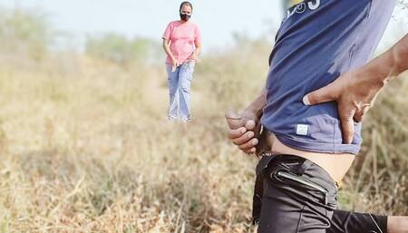 Dick Flashing For Bhabhi In jungle, Bhabhi got impressed by my big dick when I was jerking off on the way in the jungle (Hindi)