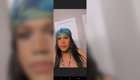 Ebony transgender pleasures herself