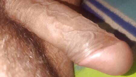 Indian desi Boy doing enjoy alone with hands in the room.