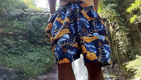 This guy touches his ass and cums in a waterfall