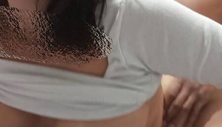 My stepdad fucks my ass again with his black cock, while he touches my tits and makes me squirt
