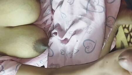 Milking indian stepmom give milk on her stepson's cock then sucking cock