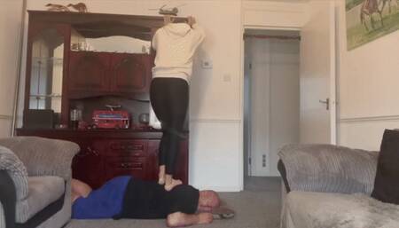 Miss H- Sock Face Head and Back Trampling Time