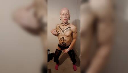 Brown bitch on black stockings