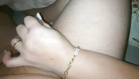 Step mom hand slip into step brother dick and give him a handjob