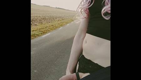 Going for a Walk by the Road and Squirting a Huge Cumshot