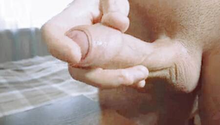 Hot boy masturbating with big his cock in bedroom