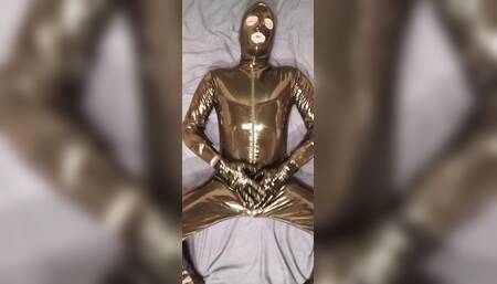 Tight latex suit with mask