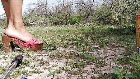 Layboy Femboy in Mini Dress and Heels Walking in Very Hot Public