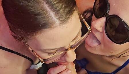 Double Blowjob leads to large cumshot