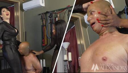 HD - Face fucking with huge long dicks by Mistress Alexandra and Mistress Mahagony