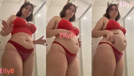 Xmas enema belly inflation