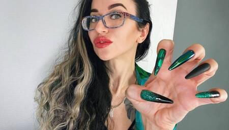 Long nails, teasing, sucking fingers and HOT handjobs with spit