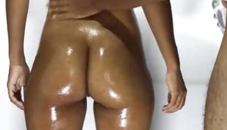 Desi wife oiled and pussy fucking with her husband cum in big ass pussy