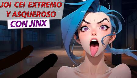 Spanish JOI CEI Extreme and disgusting with Jinx from League of legends.