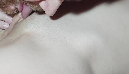 Close-up oral caresses of beautiful Korean pussy