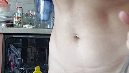 Sensual milf in the kitchen hairy pussy, big tits, big ass. Mom pussy hair, big ass, big tits.