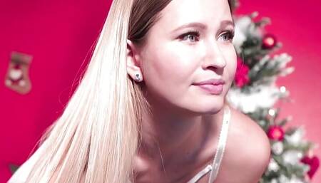 Snow Sorceress Masturbates Pussy Near the Christmas Tree