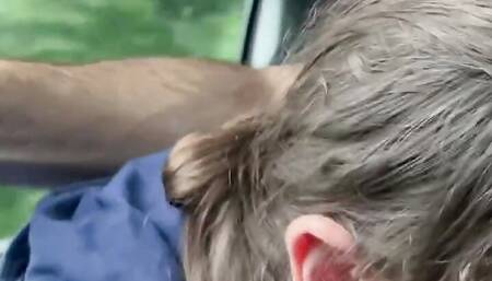 Street Whore Gives Road Head. This Slut Polishes My Knob While Driving