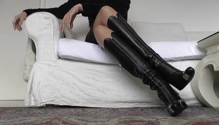 Black Corset Leather Boots, Cross Your Legs, JOI Ruined Orgasm and Normal Orgasm Lady Victoria Valente