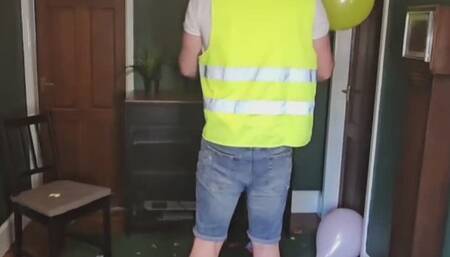 Construction Worker - Party Balloon Pops at home and B2P in his van