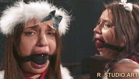 Tilda and Astrid - Double Chair Bondage - Snow Maidens Gagged with Big Ballgags (UHD 4K MP4)