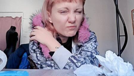 Cute Honker blowing her nose