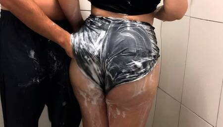 I SAW my stepbrother taking a shower and I want him to me Dry ridding Perfect Body- FREE WV