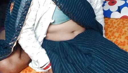 Beautiful Indian bhabhi in blue colour's saari.