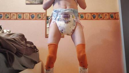 Abdl Wets His Diaper (4 Times!) Then Moans While Cumming in It