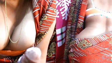 Hot bhabhi ki chudai with sexy indian red sari ,podchi divorce bhabhis sexy chut ki chudai