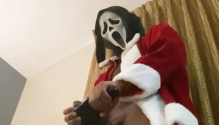 Naughty Santa Claus Jerking Out A Moaning Cumshot While Wearing A Ghostface Mask