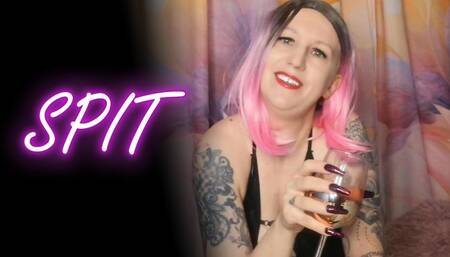 Lady Angela FEMDOM long nails pink hair fake eyelashes spit mixture spitting spit fetish