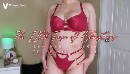 The 11th Tease of Christmas: Leather Lingerie Tease and Denial