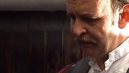 German mature whore fucked enjoys threesome in the bus