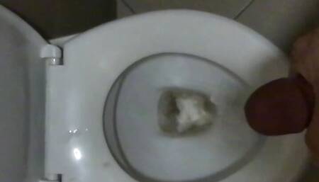 huge cumshot at public toilet