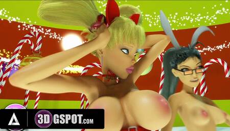 3DGSPOT - XXXmas Bimbo Dancers Shake Their Big Tits! 3D ANIMATION!