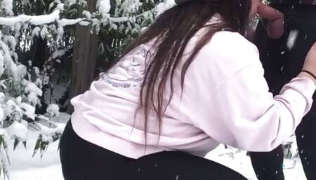 Real Couple Out in the Snow