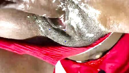 Santa Claus giving his guest gift on Christmas Day