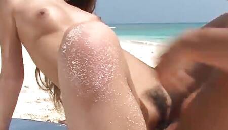 At the remarkable beach, Yui Nanase and her 2 super-naughty mates felt excited when they eyed - Japanese XXX!