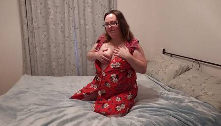 Sexy Redhead Wife in Overalls Playing with Dildo