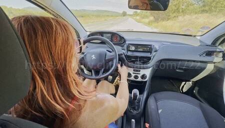 Joyce drives hard with brown sandals