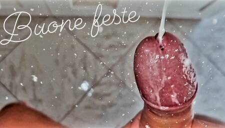 AT HOME ALONE   HOME ALONE - CHRISTMAS CUMSHOT WITH A HUGE COCK