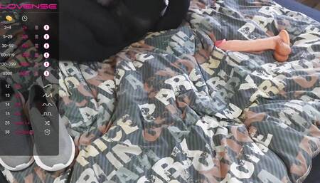 Closed Sheet Full Nylon Encasement Big Balls Ring And Oiled Cock