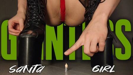 Giantess Santa girl: super high heels & wax play