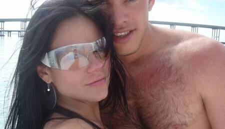 Outdoor sex on the boat with a gorgeous brunette Liseth